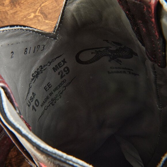 Los Altos Men's Black Cherry Teju Lizard Cowboy Boots 990718 Sz 10 EE STUNNING! - Picture 13 of 14